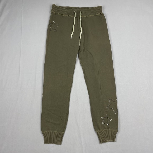 Monrow Pant Womens Small Jogger French Terry Fleece Sweatpants Star Dust Olive - Picture 1 of 10
